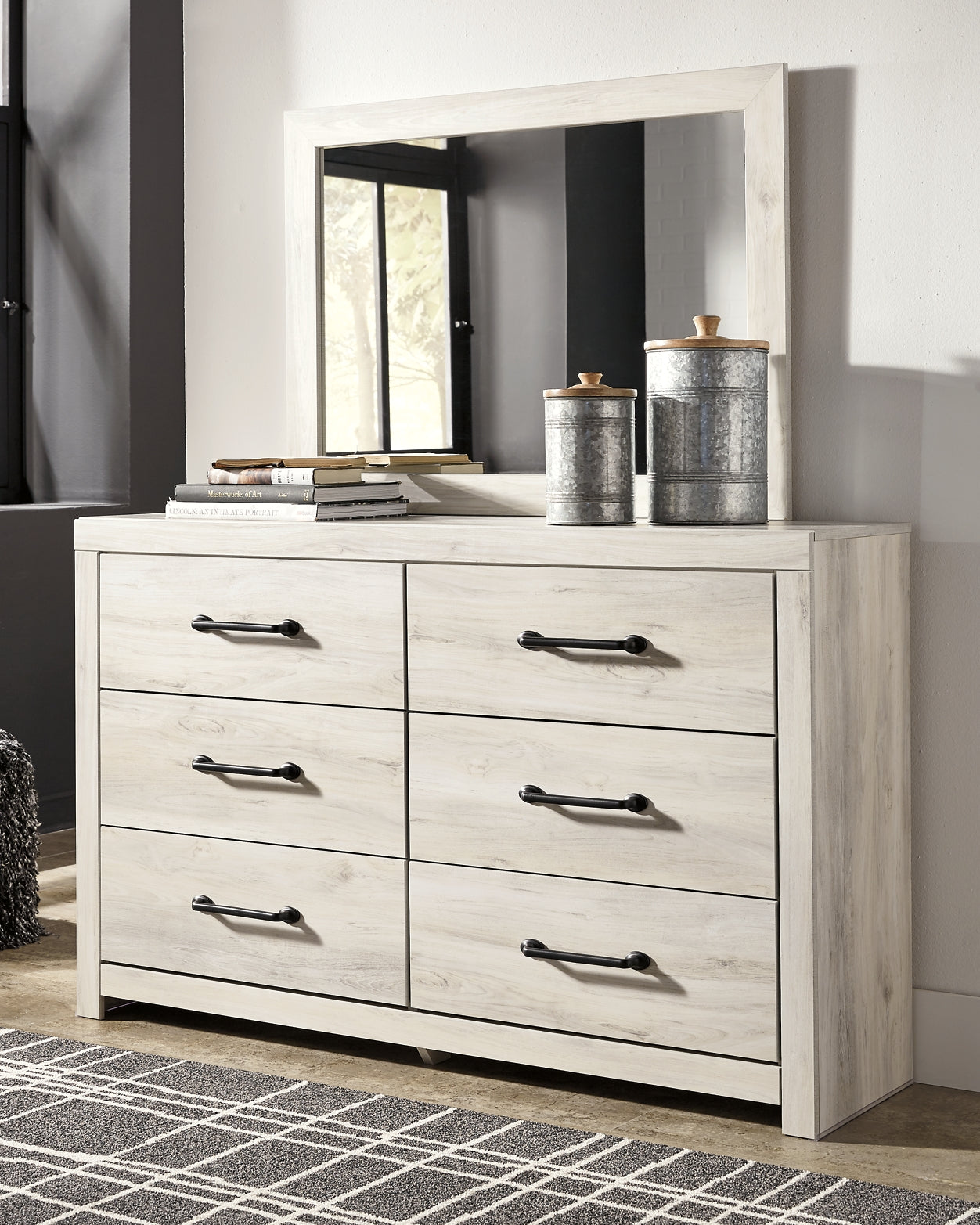 Cambeck Panel Bed With Mirrored Dresser And 2 Nightstands