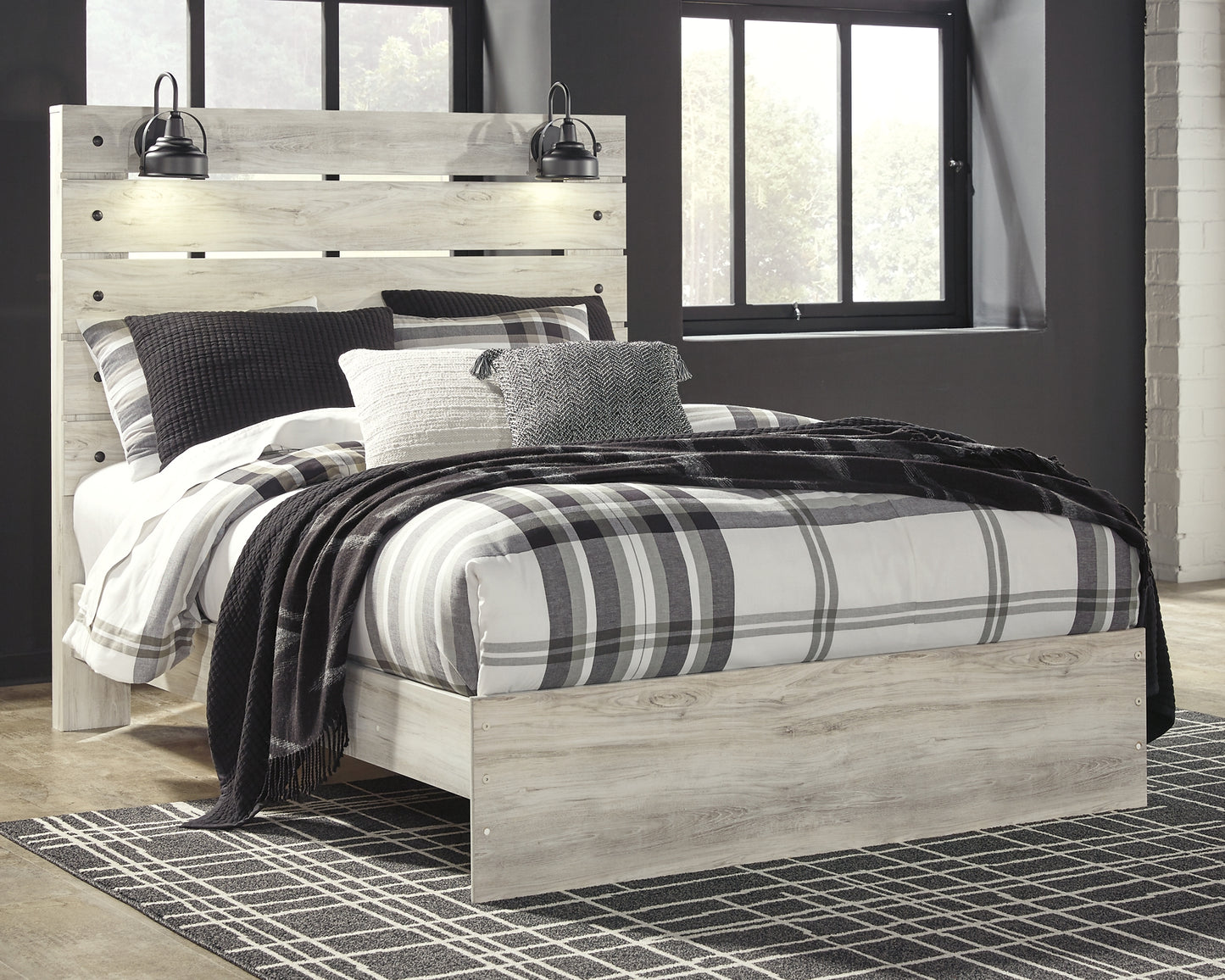 Cambeck Panel Bed With Mirrored Dresser And 2 Nightstands
