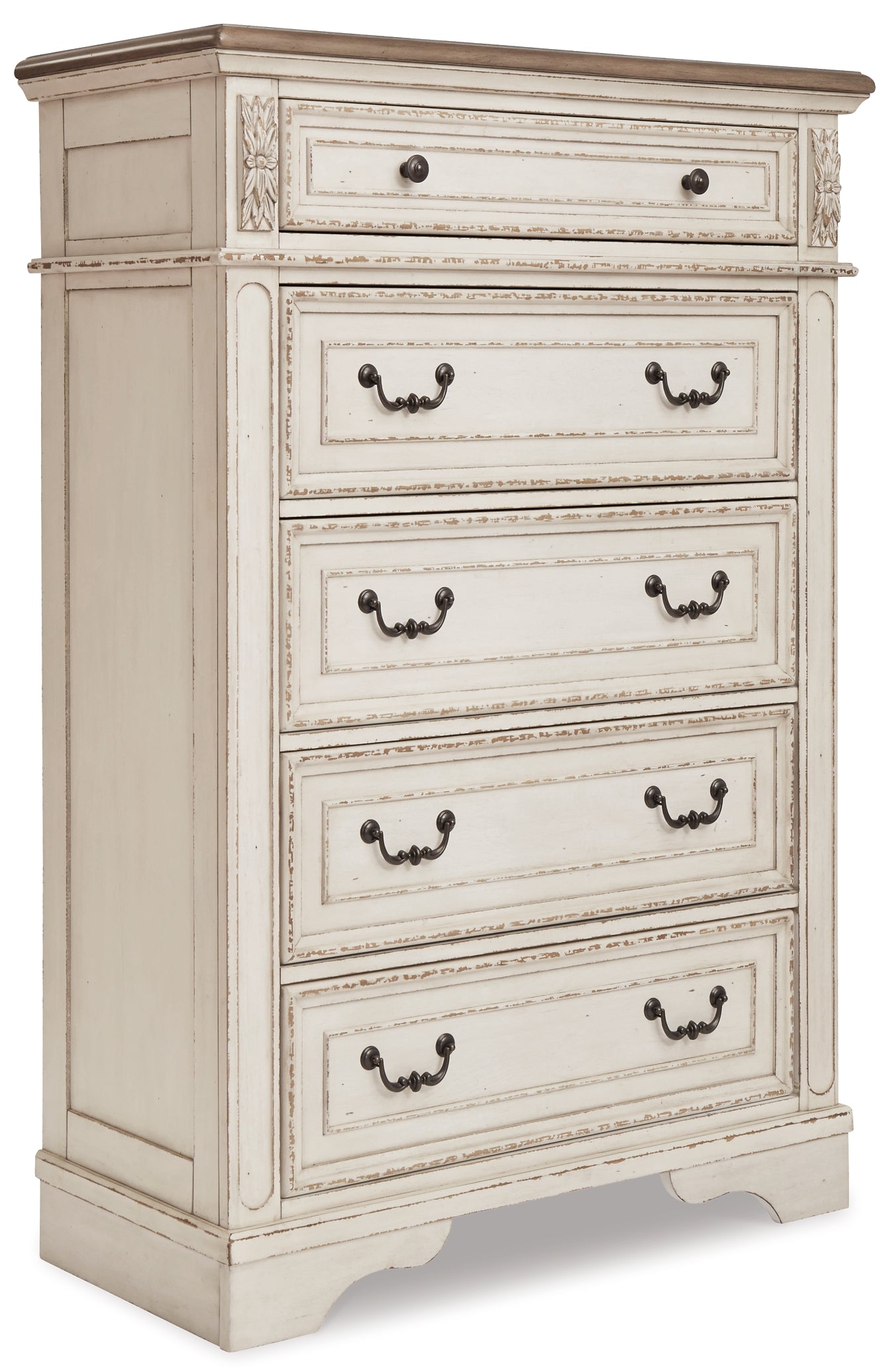 Realyn Upholstered Panel Bed With Mirrored Dresser, Chest And 2 Nightstands