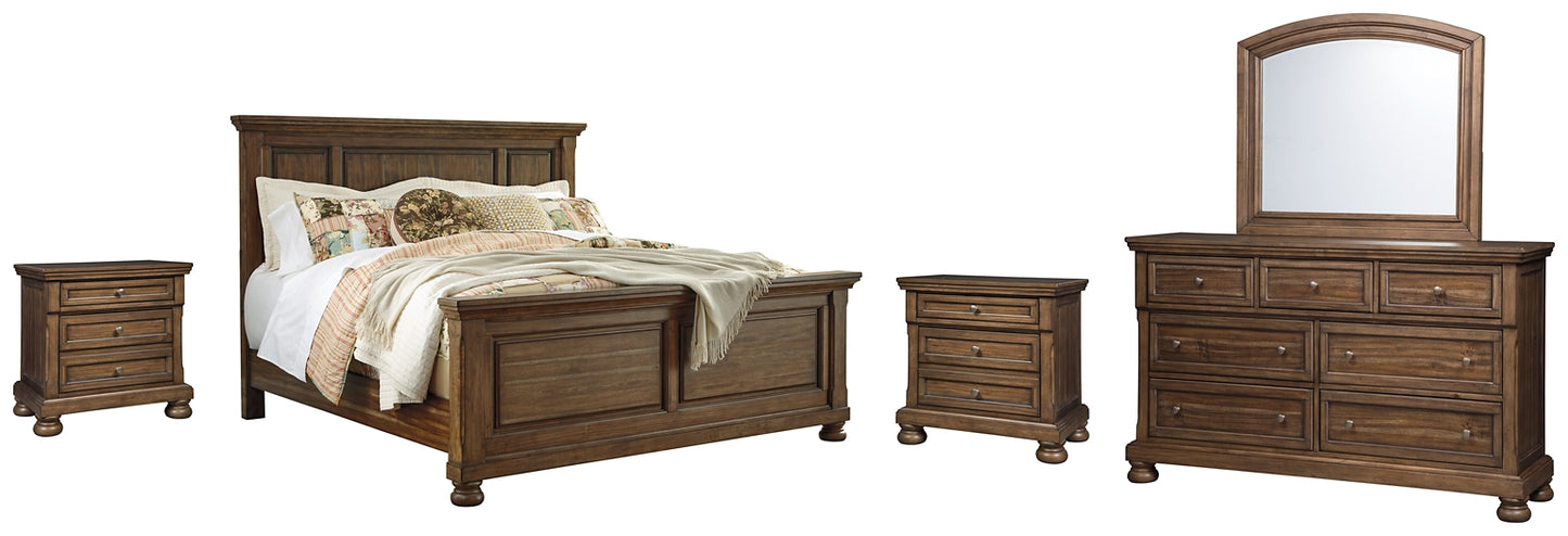 Flynnter Panel Bed With Mirrored Dresser And 2 Nightstands