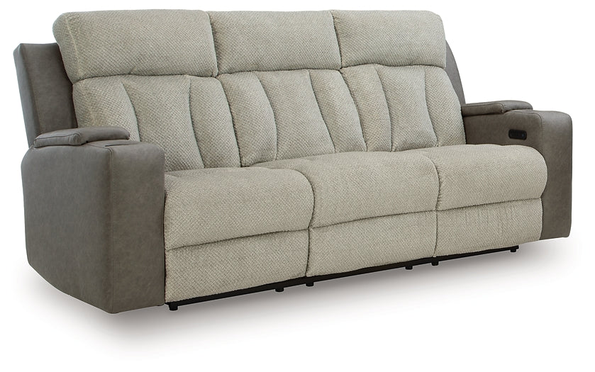 Stately Check PWR REC Sofa with ADJ Headrest