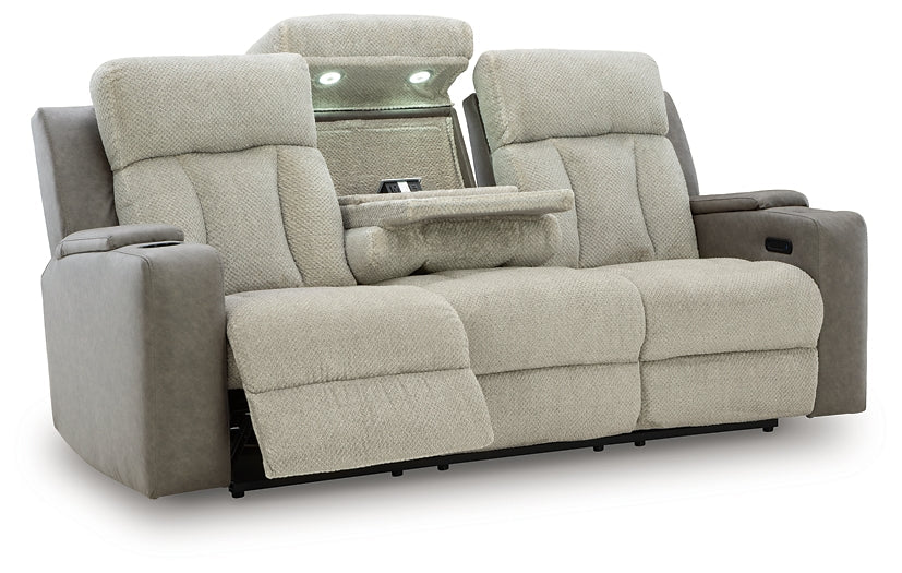 Stately Check PWR REC Sofa with ADJ Headrest