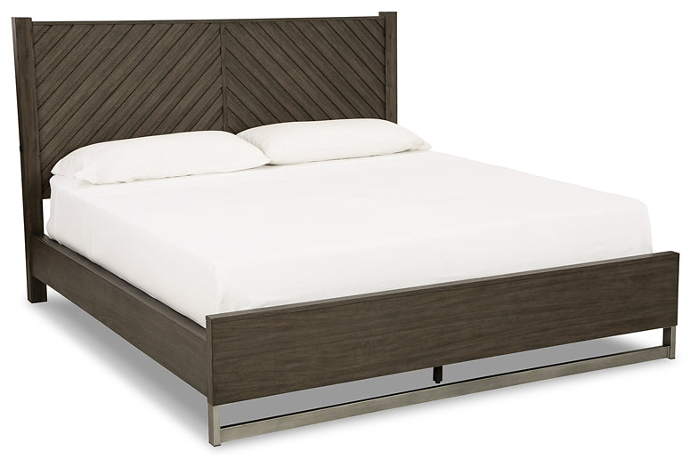 Arkenton King Panel Bed with Mirrored Dresser, Chest and Nightstand