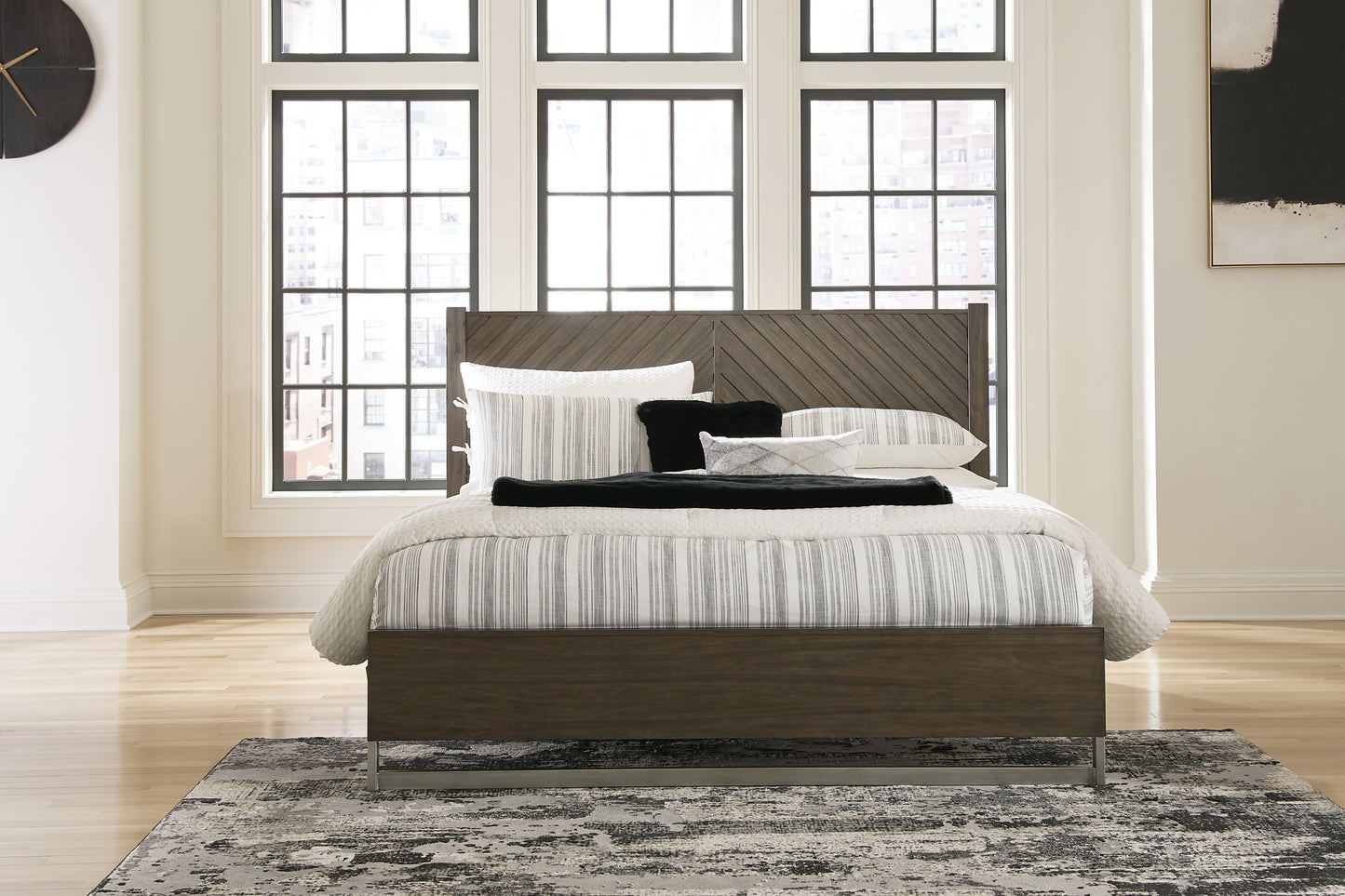 Arkenton King Panel Bed with Mirrored Dresser, Chest and Nightstand