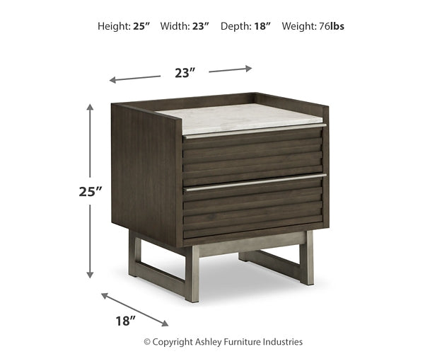Arkenton California King Panel Bed with Mirrored Dresser, Chest and Nightstand
