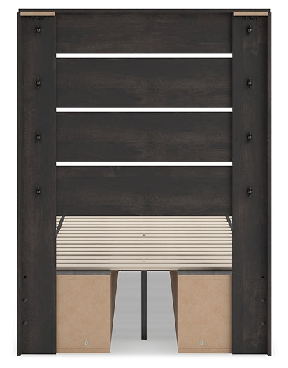 Hollivern Twin Panel Bed with Storage with Mirrored Dresser and Chest