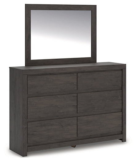 Queen Panel Bed with Mirrored Dresser, Chest and Nightstand