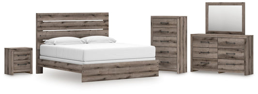 Urbanoore King Panel Bed, Dresser, Mirror, Chest and Nightstand