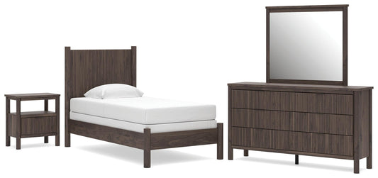 Cadmori Twin Panel Bed, Dresser, Mirror and Nightstand