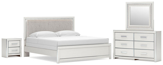 Birmonton King Upholstered Panel Bed, Dresser, Mirror and Nightstand