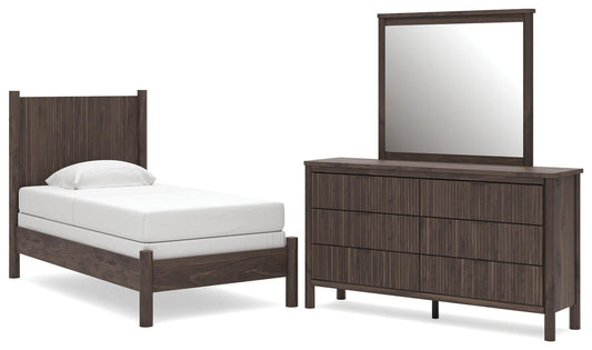 Cadmori Twin Panel Bed, Dresser and Mirror