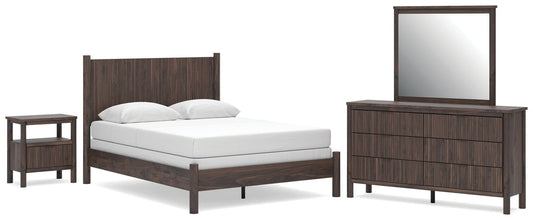 Cadmori Queen Panel Bed, Dresser, Mirror and Nightstand