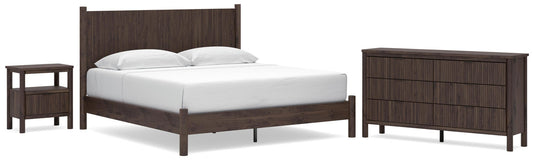 Cadmori King Panel Platform Bed, Dresser, Mirror and Nightstand