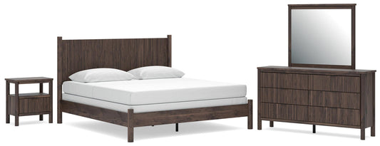 Cadmori King Panel Bed, Dresser, Mirror and Nightstand