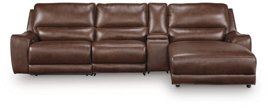 Silverbrooke 4-Piece Reclining Sectional with Chaise and Storage Console