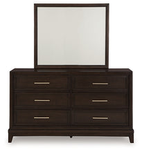 Load image into Gallery viewer, Neymorton Queen Upholstered Panel Bed with Mirrored Dresser and Nightstand
