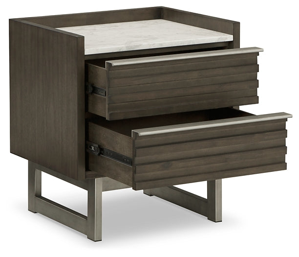 Arkenton California King Panel Bed with Mirrored Dresser, Chest and 2 Nightstands