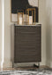 Arkenton California King Panel Bed with Mirrored Dresser, Chest and 2 Nightstands