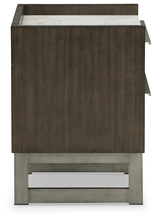 Arkenton California King Panel Bed with Mirrored Dresser, Chest and 2 Nightstands