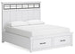 Ashbryn California King Panel Storage Bed with Mirrored Dresser and Nightstand
