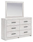 Cayboni Queen Panel Bed with Mirrored Dresser and Chest