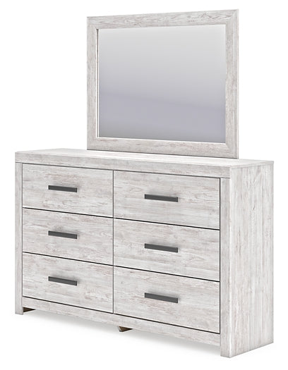 Cayboni Twin Panel Bed with Mirrored Dresser and Chest