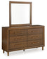Lyncott Queen Upholstered Bed with Mirrored Dresser and Chest