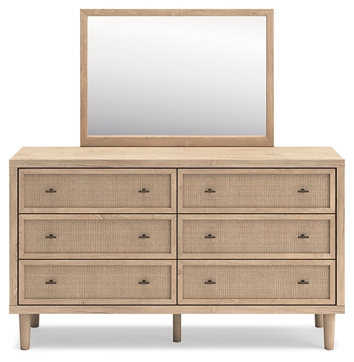 Cielden King Panel Bed with Mirrored Dresser