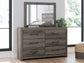 Graystorm Twin Panel Bed with Storage with Mirrored Dresser