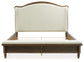 Sturlayne Queen Upholstered Panel Bed with Mirrored Dresser and Nightstand
