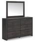 Hollivern Full Panel Bed with Storage with Mirrored Dresser and Chest