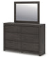 Queen Panel Storage Bed with Mirrored Dresser and Nightstand