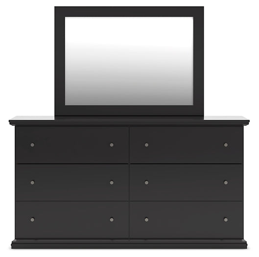 King Panel Bed with Mirrored Dresser and Chest