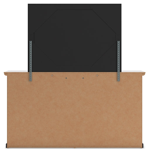 King Panel Bed with Mirrored Dresser and Chest