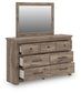 Rusticott King Panel Bed with Mirrored Dresser