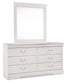 Anarasia Queen Sleigh Bed with Mirrored Dresser