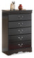 Huey Vineyard Queen Sleigh Headboard Bed with Mirrored Dresser, Chest and Nightstand