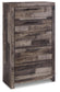 Derekson Full Panel Headboard Bed with Mirrored Dresser, Chest and Nightstand