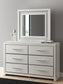 Birmonton King Upholstered Panel Platform Bed, Dresser, Mirror, Chest and Nightstand