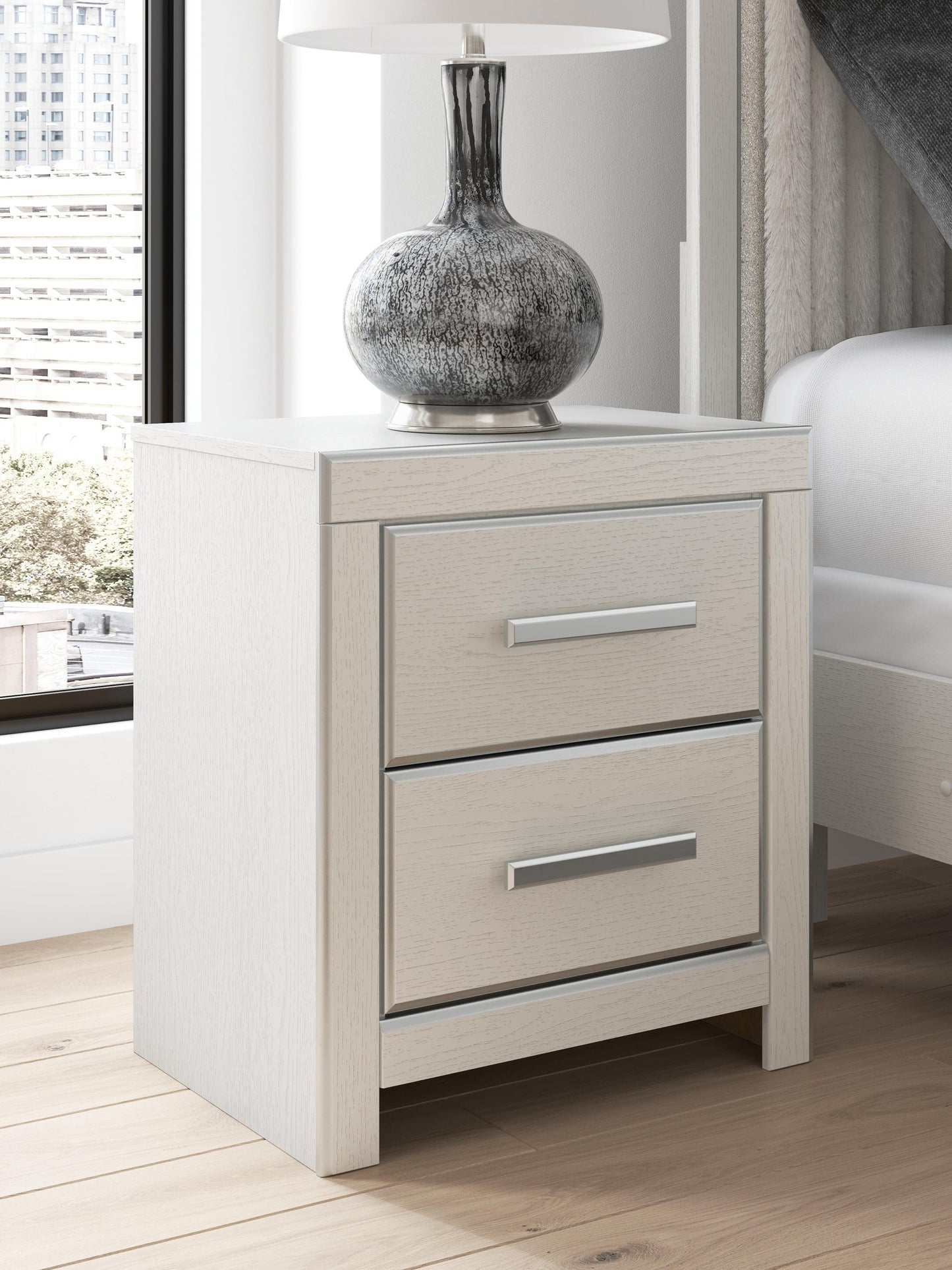 Birmonton California King Upholstered Bed, Dresser, Mirror, Chest and Nightstand