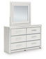 Birmonton Queen Upholstered Bed, Dresser, Mirror and Nightstand