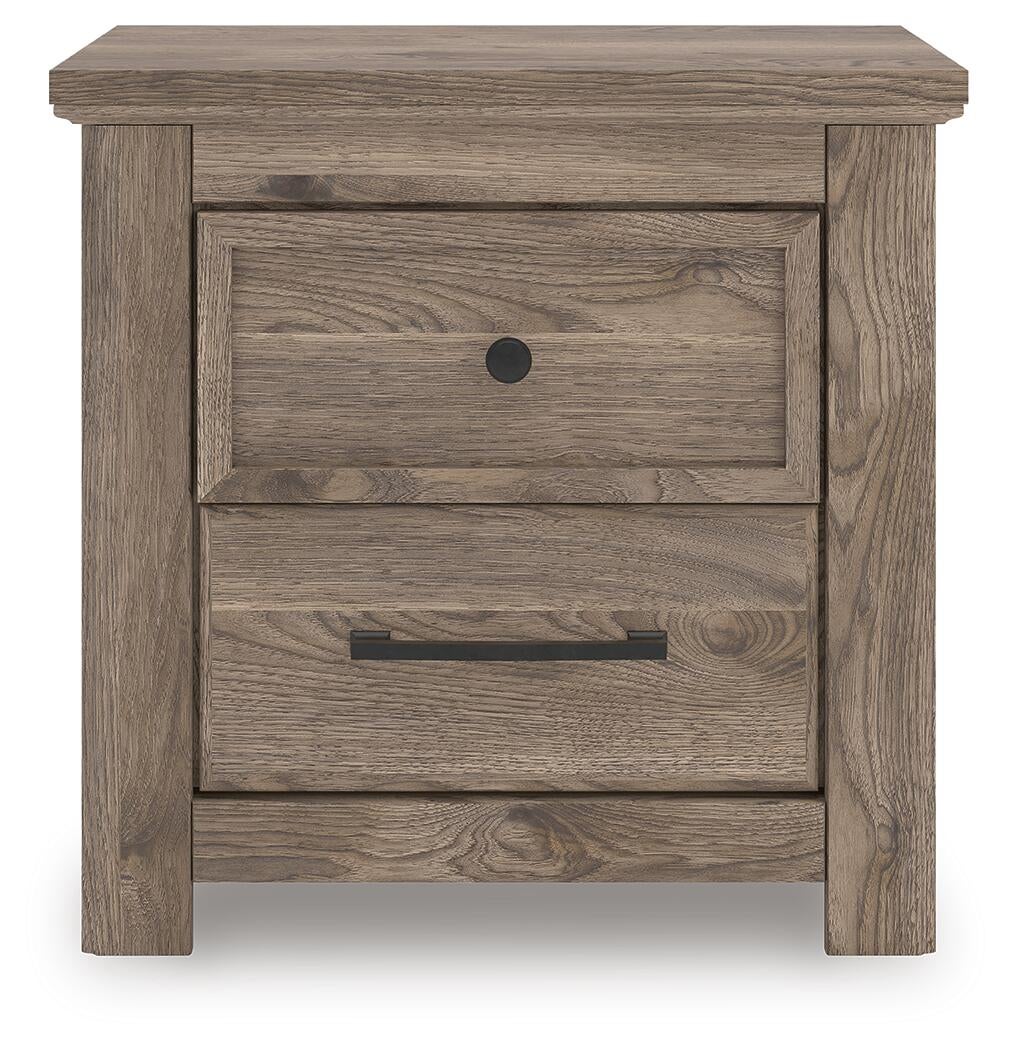 Rusticott King Panel Bed with Mirrored Dresser and Nightstand