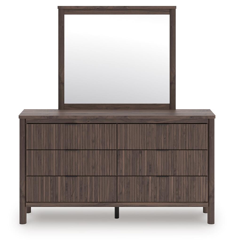 Cadmori Twin Upholstered Panel Bed, Dresser, Mirror and Nightstand
