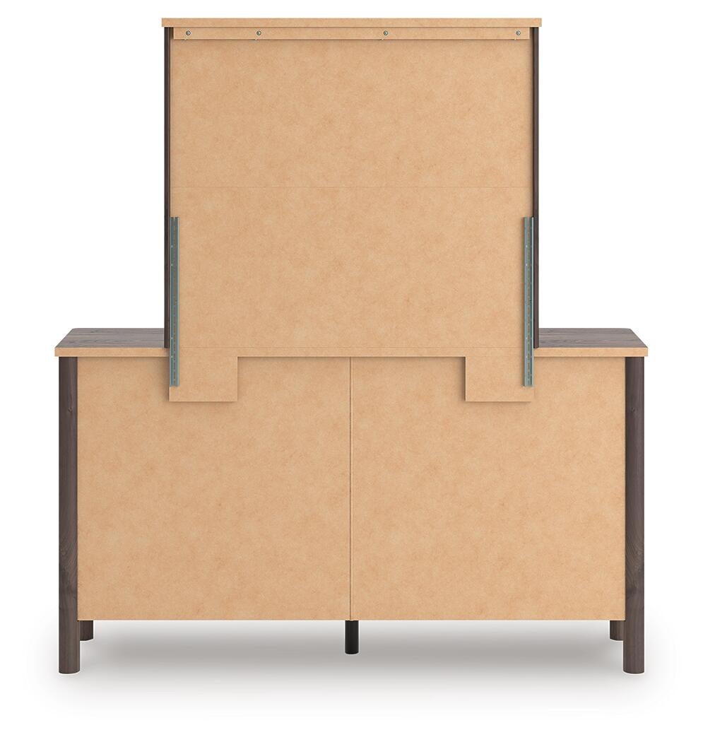 Cadmori Twin Upholstered Panel Bed, Dresser, Mirror and Nightstand