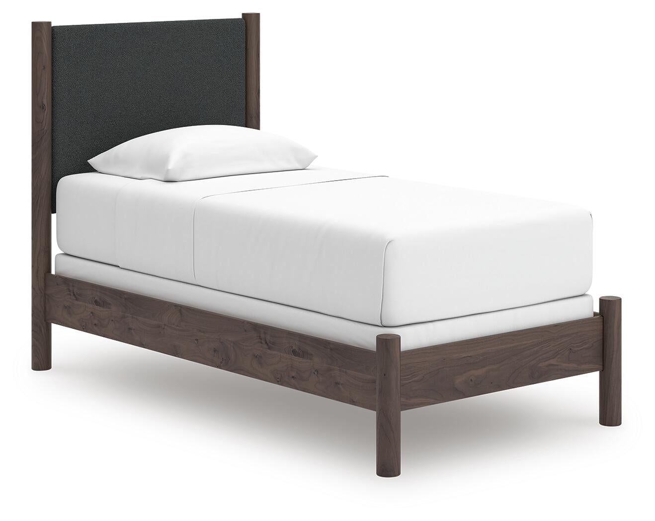 Cadmori Twin Upholstered Panel Bed, Dresser, Mirror and Nightstand