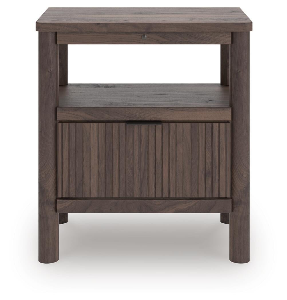 Cadmori Twin Upholstered Panel Bed, Dresser, Mirror and Nightstand