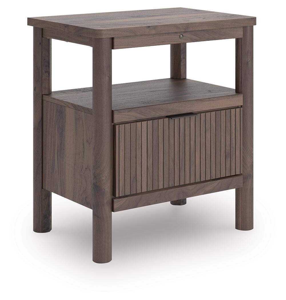 Cadmori Twin Upholstered Panel Bed, Dresser, Mirror and Nightstand