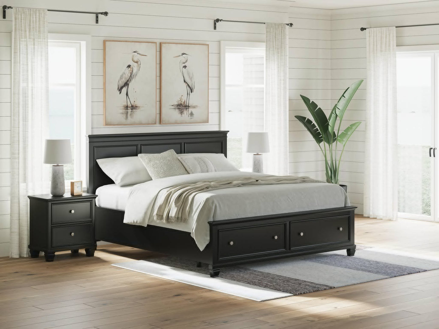Lanolee California King Panel Storage Bed, Dresser and Mirror