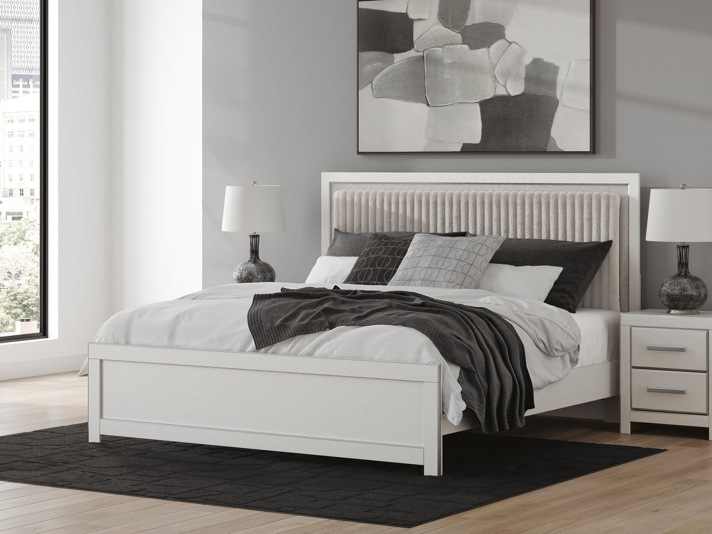 Birmonton King Upholstered Panel Platform Bed
