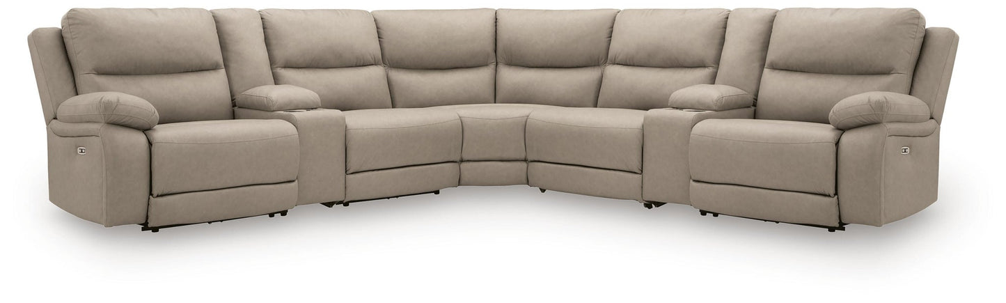Brannigan 7-Piece Reclining Sectional with Storage Consoles